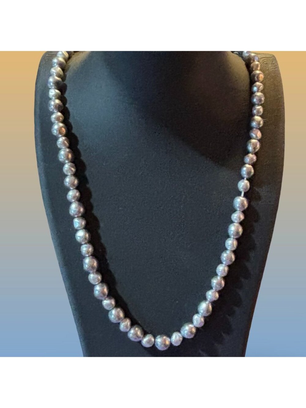 Kingly Trifari Silver-Tone Faux Pearl Beaded Necklace With Secure Clasp  Vintage